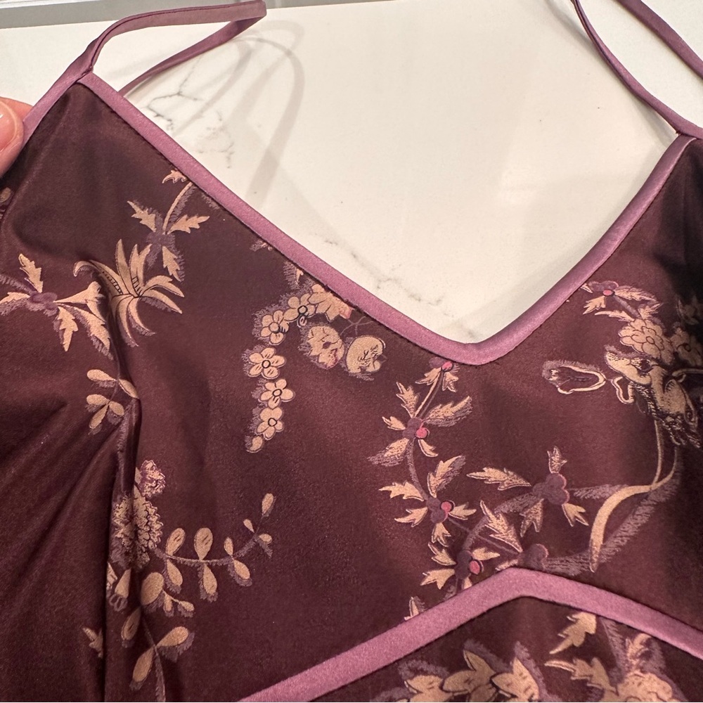 Kay Unger Womens Silk Babydoll Dress Sz 4 Pink Floral Paisley Fairy Whimsigoth - Picture 3 of 11